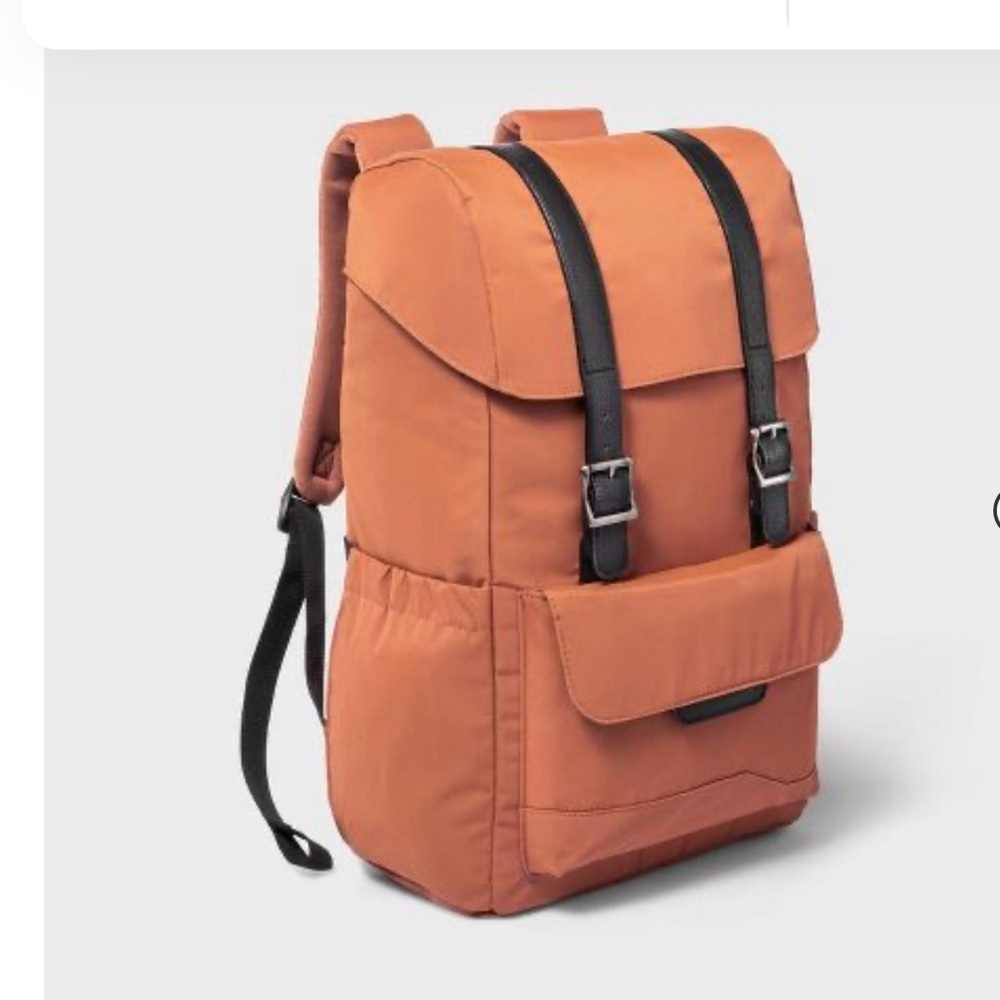 Open Story Fitted Flap Adult 17 Backpack with CinchCord Closure Amber Brown